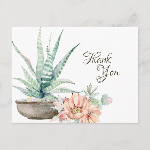 Pretty Cactus and Flower Cacti Thank You Postcard