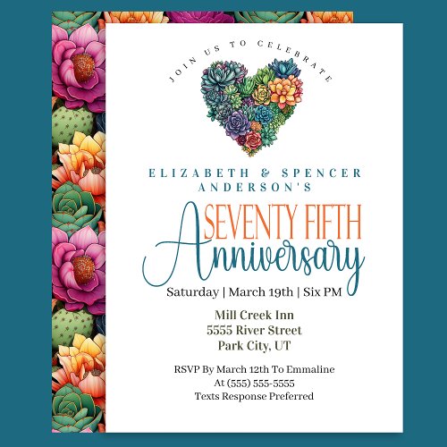 Pretty Cactus Heart 75th Wedding Anniversary