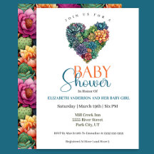 Pretty Cactus Heart Girl Baby Shower