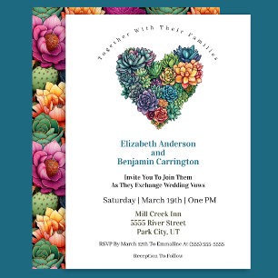 Pretty Cactus Heart Wedding Invitation