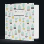 Pretty Cactus Pattern Personalized 3 Ring Binder<br><div class="desc">Fun and trendy cactus pattern design.</div>