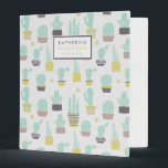 Pretty Cactus Pattern Personalized 3 Ring Binder<br><div class="desc">Fun and trendy cactus pattern design.</div>