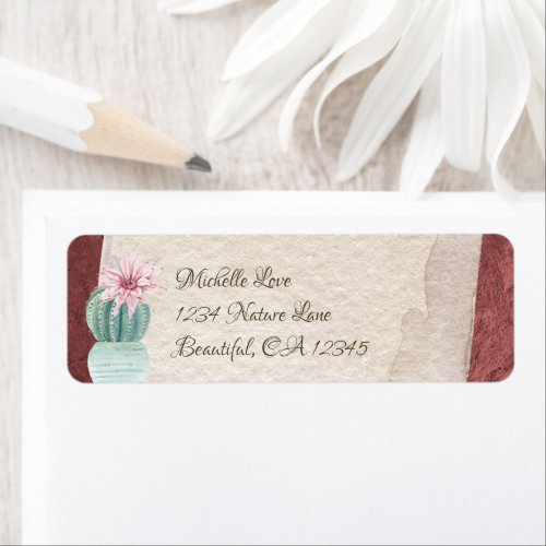 Pretty Cactus with Flower Southwest Address Label