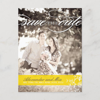 Pretty Cadmium Yellow Photo Save the Date Announcement Postcard