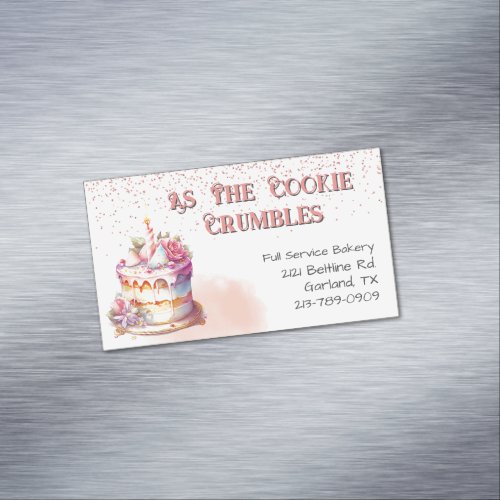 Pretty Cake and Faux Glitter Bakery Business Card