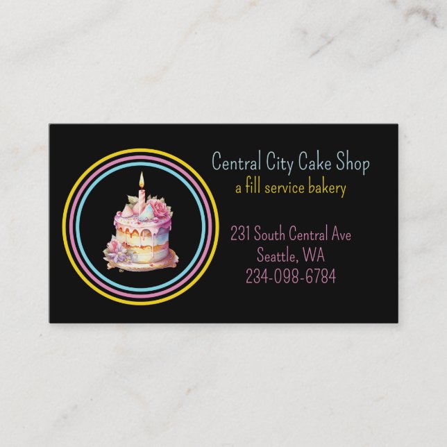 Pretty Cake Bakery Business Car Business Card (Front)