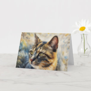 Pretty Calico Cat Face Art Note Card
