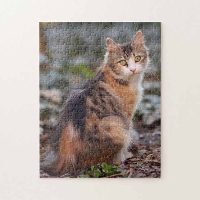 Pretty Calico Kitty Cat Jigsaw Puzzle (Vertical)