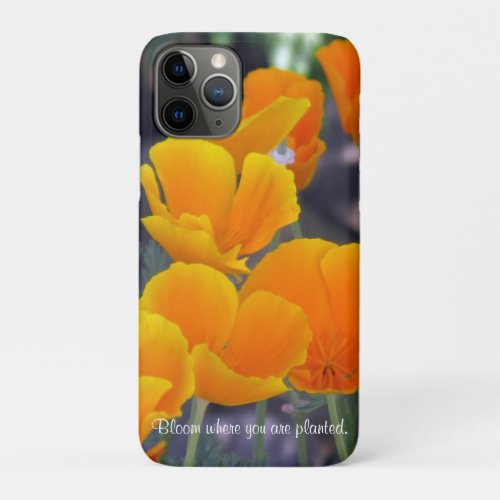 Pretty California Poppies with Quote  iPhone 11 Pro Case