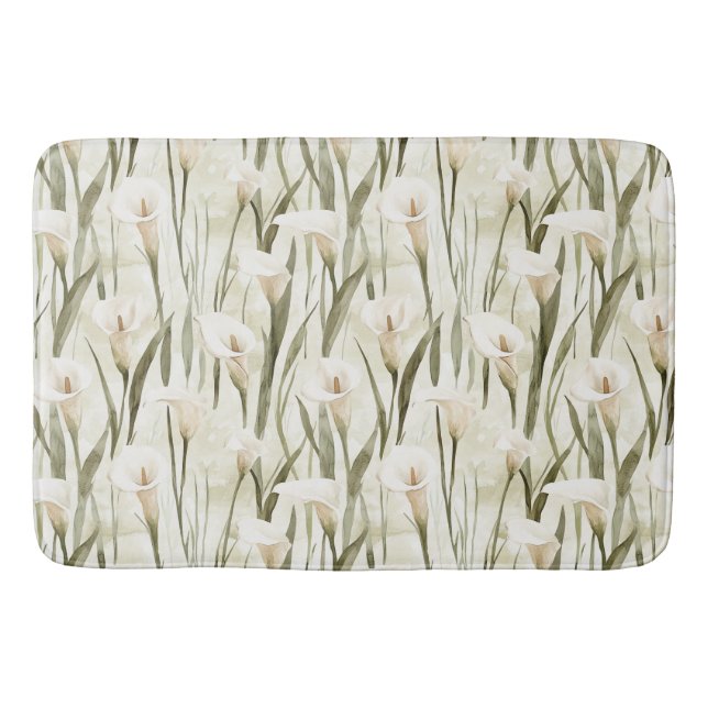 Pretty Calla Lilly Flowers Bath Mat (Front)