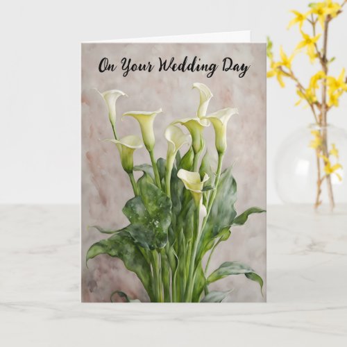 Pretty Calla Lily Flower Bouquet Wedding Congrats  Card