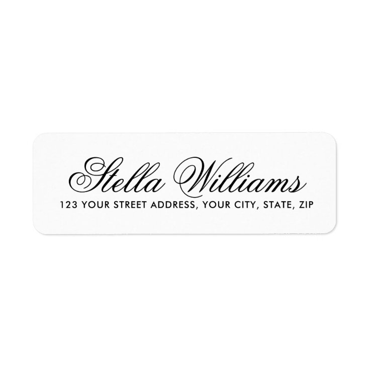 Pretty calligraphy script simple white address label | Zazzle