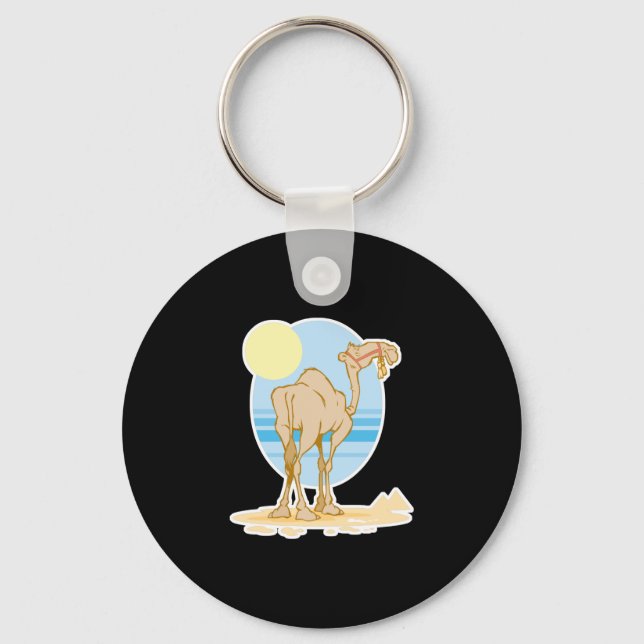 pretty camel and pyramids scene keychain (Front)