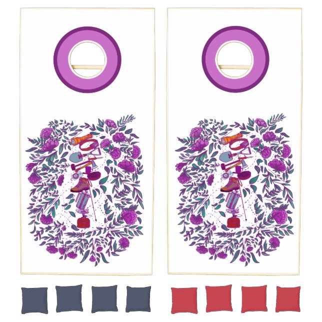 Pretty Camping Gear Floral  Cornhole Set (Set)