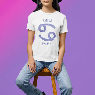 Pretty Cancer Astrology Sign Personalized Birthday T-Shirt