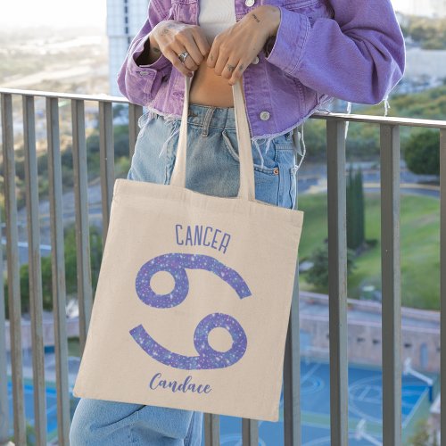 Pretty Cancer Astrology Sign Personalized Birthday Tote Bag