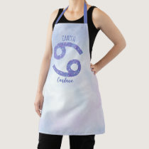 Pretty Cancer Astrology Sign Personalized Purple Apron