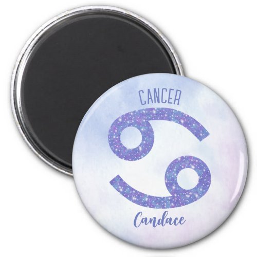 Pretty Cancer Astrology Sign Personalized Purple Magnet