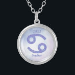 Pretty Cancer Astrology Sign Personalized Purple Silver Plated Necklace<br><div class="desc">This pretty,  personalized purple and lavender Cancer necklace features your astrological sign from the Zodiac in a beautiful sparkle like the constellations. Customize this cute gift with your name in beautiful cursive script for someone with a late June or early July birthday.</div>
