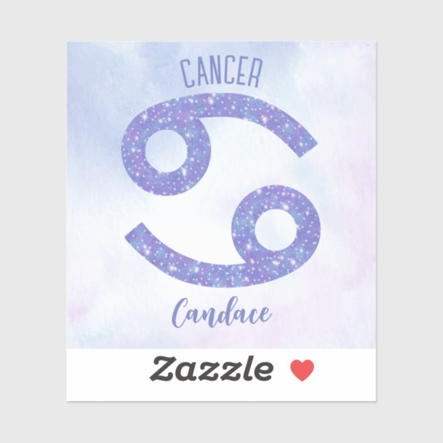 Pretty Cancer Astrology Sign Personalized Purple Sticker (Sheet)