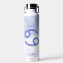 Pretty Cancer Astrology Sign Personalized Purple Water Bottle