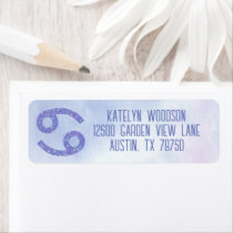 Pretty Cancer Astrology Sign Purple Return Address Label