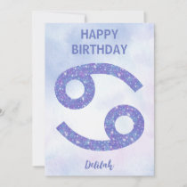 Pretty Cancer Sign Custom Purple Happy Birthday Card