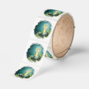 Pretty Candle On Teal Damask Background Pattern Classic Round Sticker