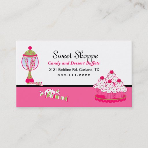 Customizable Pretty Candy and Desert Catering Business Card