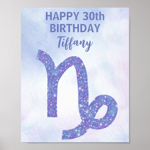 Pretty Capricorn Astrology Custom Birthday Party Poster