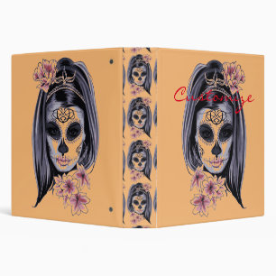 Pretty Carnival mask woman skull Thunder_Cove 3 Ring Binder