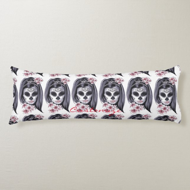 Pretty Carnival mask woman skull Thunder_Cove Body Pillow (Front)