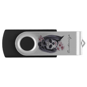 Pretty Carnival mask woman skull Thunder_Cove Flash Drive