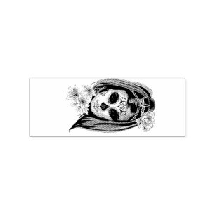 Pretty Carnival mask woman skull Thunder_Cove Rubber Stamp