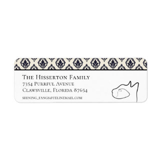 Pretty Cat Black & White Return Address Label
