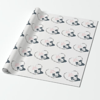 Pretty Cat, Kitten, Flower Heart Girls Baby Shower Wrapping Paper