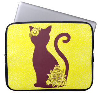 Pretty Cat Silhoutte Laptop Sleeve