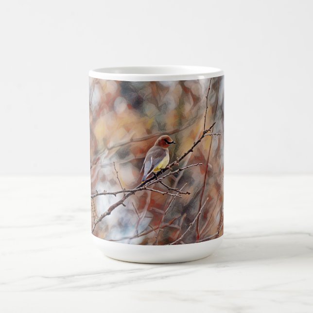 Pretty Cedar Waxwing Bird Photo Art Mug Cup (Center)