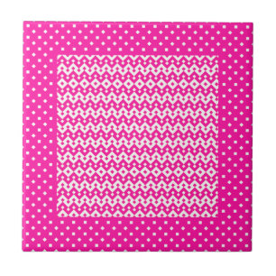 Pretty Ceramic Tile, Candy Pink Geometric Ceramic Tile
