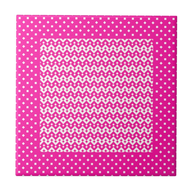 Pretty Ceramic Tile, Candy Pink Geometric Ceramic Tile (Front)