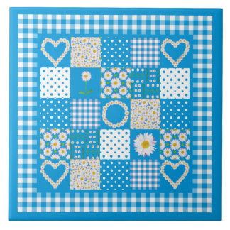 Pretty Ceramic Tile: Daisychains Faux Patchwork Tile