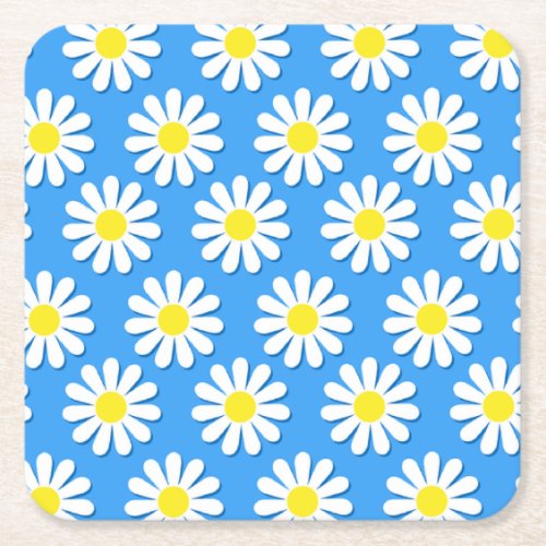 Pretty chamomile daisy_lookalikes flowers square paper coaster