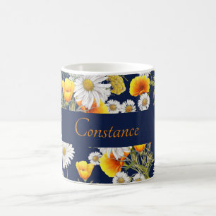 Pretty Chamomile & Poppies Pattern Personalized Coffee Mug