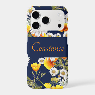 Pretty Chamomile & Poppies Pattern Personalized iPhone 17 Pro Case