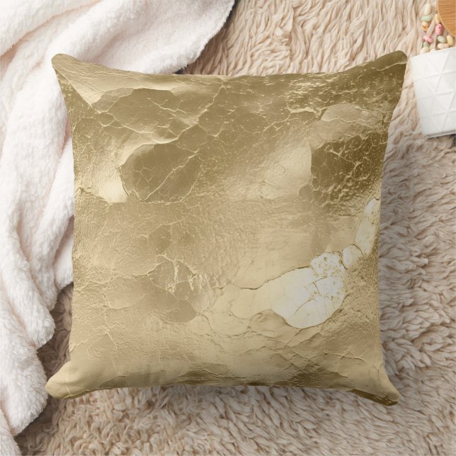 Pretty Champagne Gold Glamour Throw Pillow (Blanket)