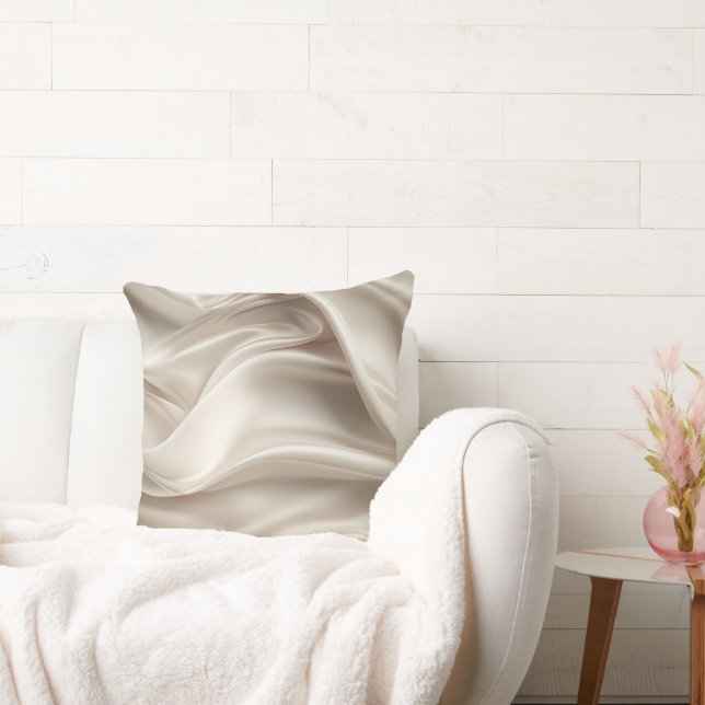 Pretty Champagne Gold Romantic Faux Satin  Throw Pillow (Couch)