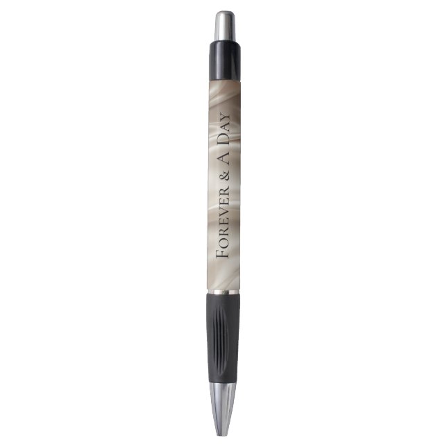 Pretty Champagne Gold Romantic Faux Satin Wedding Pen (Front Vertical)