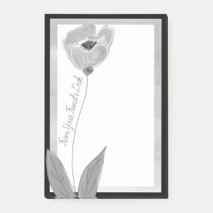 Pretty Charcoal Gray Flowered Post-it Notes