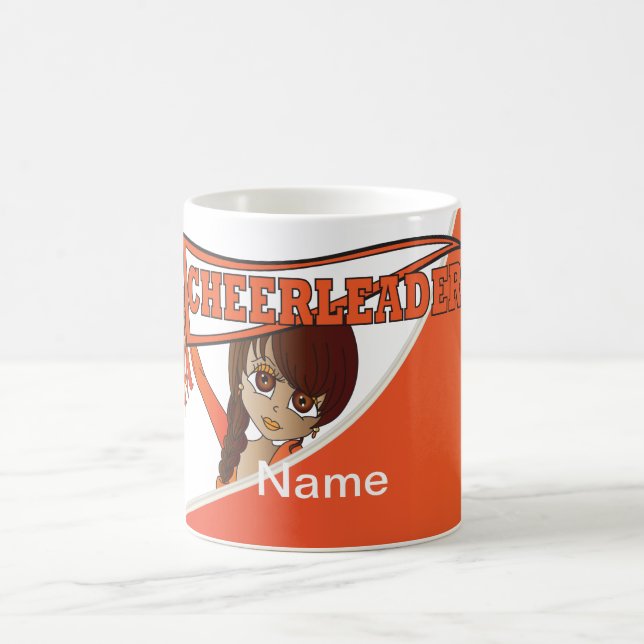 Pretty Cheerleader Girl in Orange | Personalize Coffee Mug (Center)