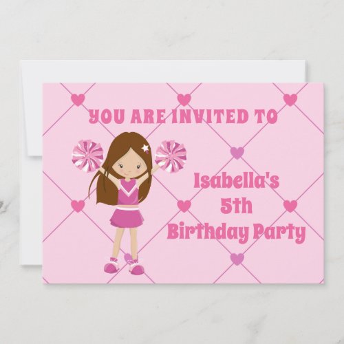 Pretty Cheerleader Personalized Birthday Party Invitation